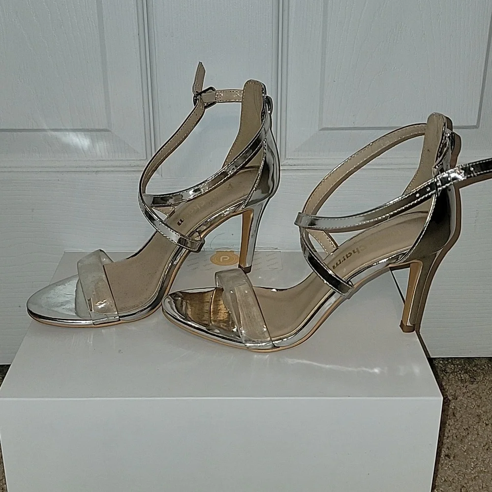 Aldo Metallic Silver Strappy Heels